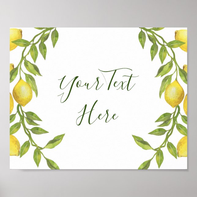 Lemons Blossom Greenery Sign Poster (Front)