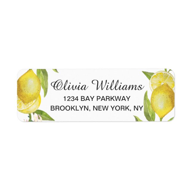 Lemons Blossom Greenery  Watercolor  Elegant Chic (Front)