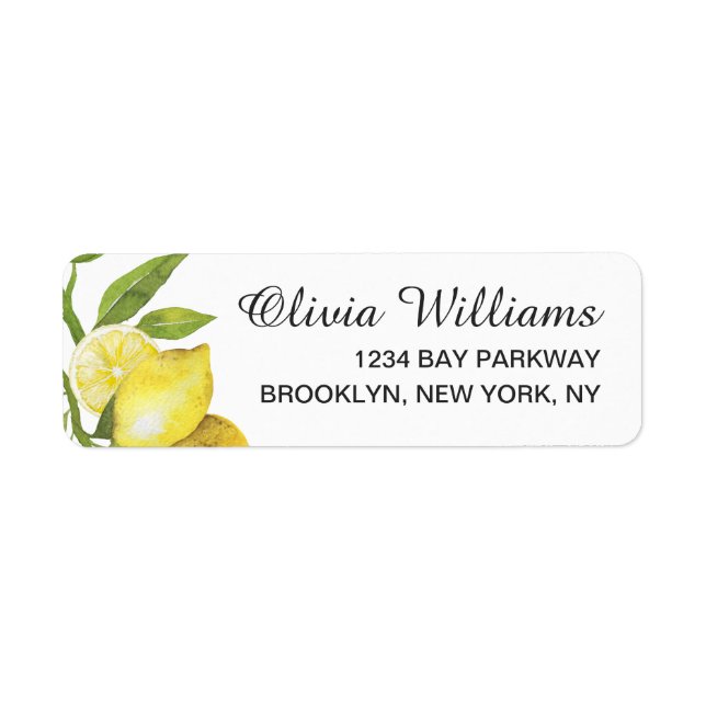 Lemons Blossom Greenery  Watercolor  Elegant Chic (Front)