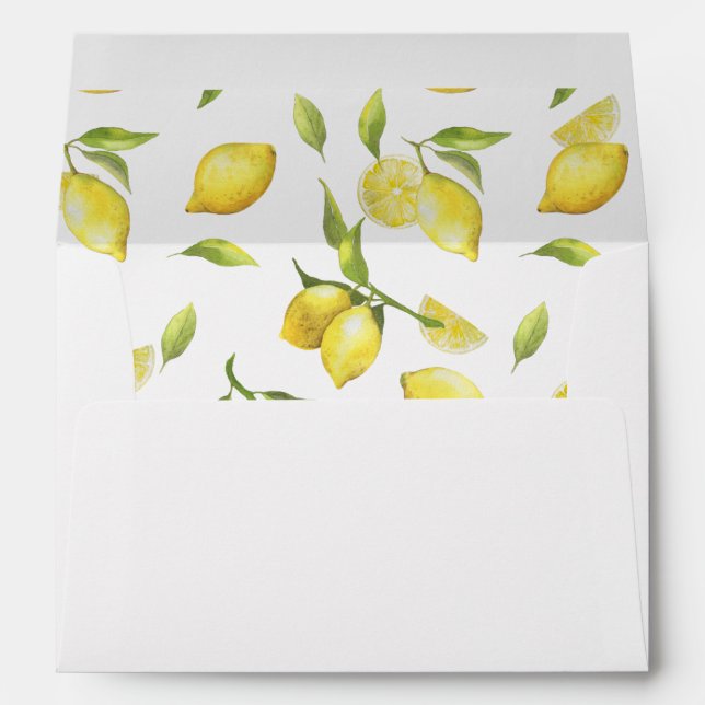 Lemons Blossom Greenery Watercolor for 5x7 card Envelope (Back (Bottom))