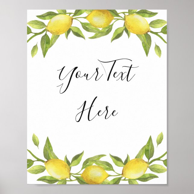 Lemons Blossom Greenery Watercolor Sign (Front)