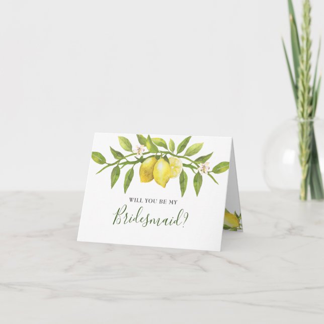 Lemons Blossom Rustic Will You Be Bridesmaid? Card (Front)