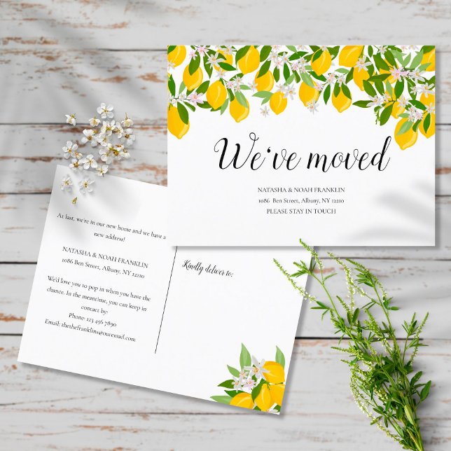 Lemons Blossom We've Moved New Home New Address Announcement Postcard (Creator Uploaded)