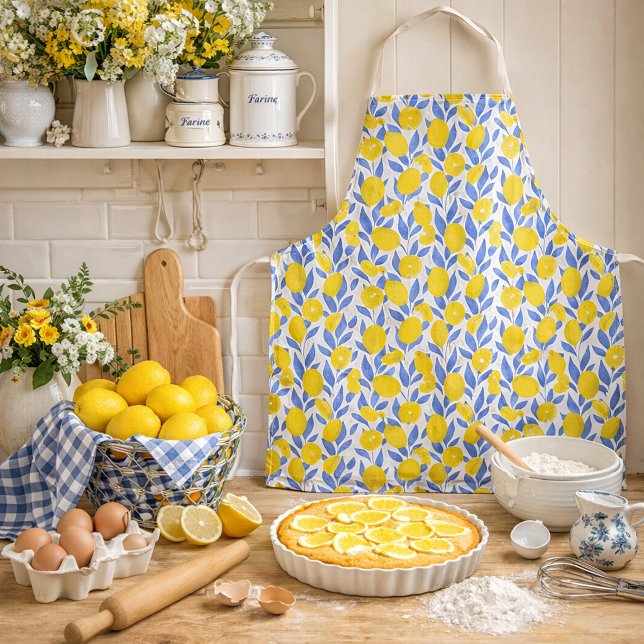 Lemons Blue Mediterranean Apron (Creator Uploaded)