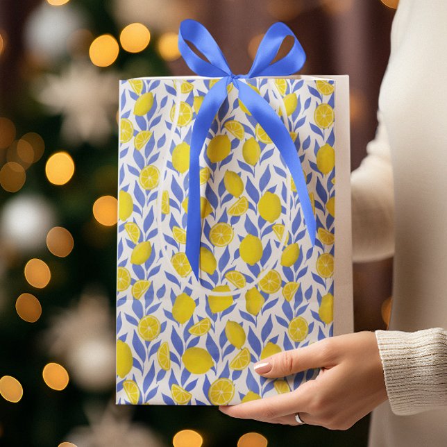 Lemons Blue Mediterranean Medium Gift Bag (Creator Uploaded)