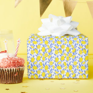 Lemons Blue Mediterranean Wrapping Paper
