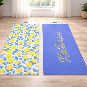 Lemons Blue Mediterranean Yoga Mat