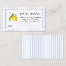 Lemons Blue stripes Baby shower Diaper Raffle