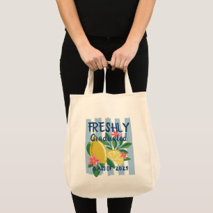 Lemons Blue Stripes Freshly Graduated Tote Bag
