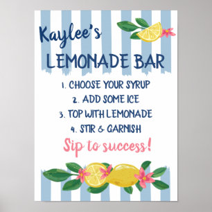 Lemons & Blue Stripes Graduation Lemonade Bar Poster