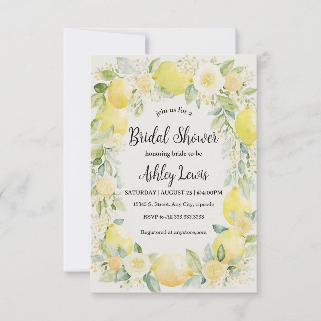 Lemons Bridal shower invite, Lemons shower Invitation (Front)