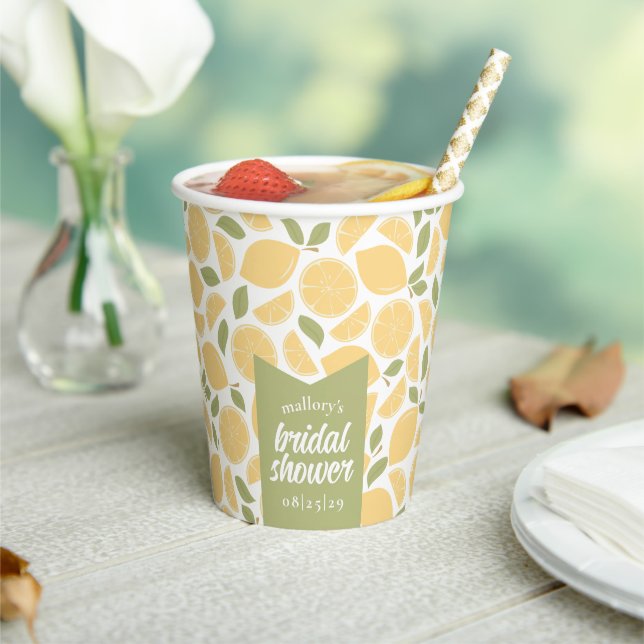 Lemons Bridal Shower Personalised Paper Cups (Insitu)