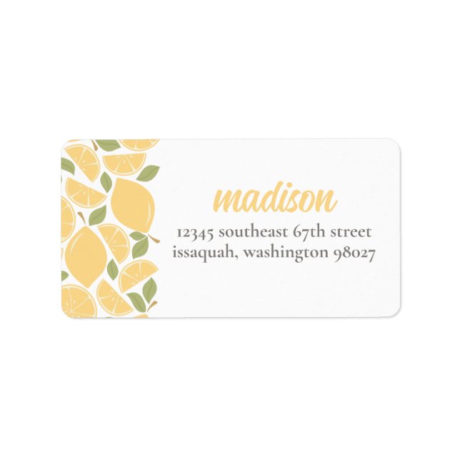 Lemons Bridal Shower Return Address Label (Front)