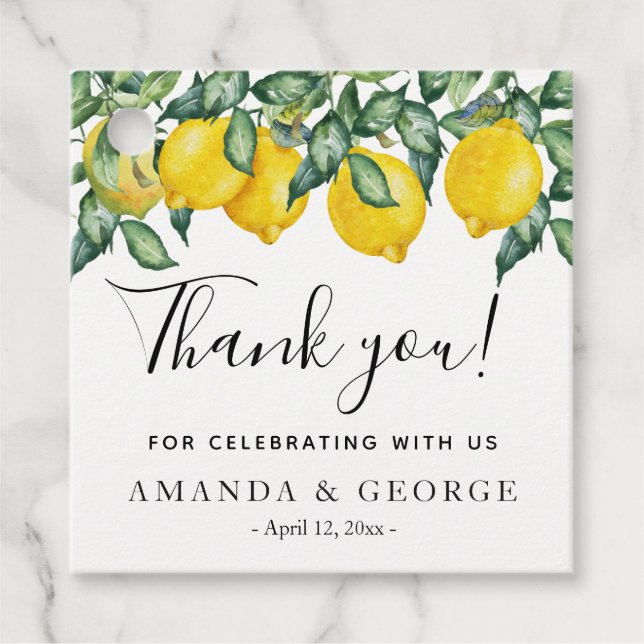Lemons Calligraphy Favour Tags (Front)