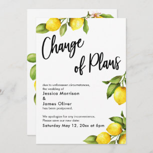 Lemons Change of Plans Postponed Wedding Card