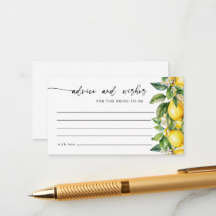 Lemons Citrus Bridal Shower Advice and Wishes Enclosure Card