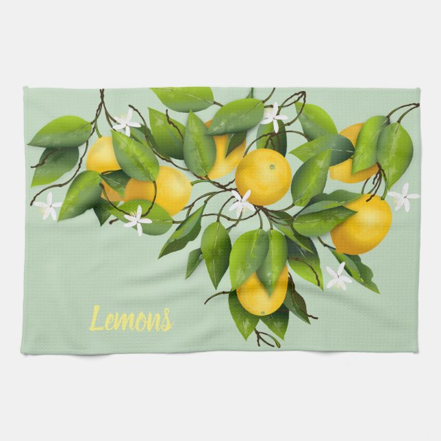 Lemons Citrus Fruit Botanical Tea Towel (Horizontal)