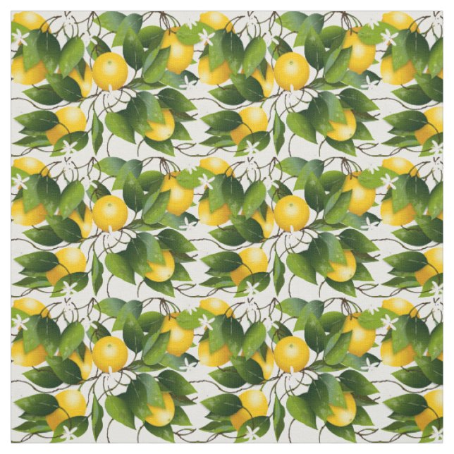 Lemons Citrus Fruit Floral Fabric (Swatch)