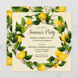 Lemons Citrus Fruit Party Invitation