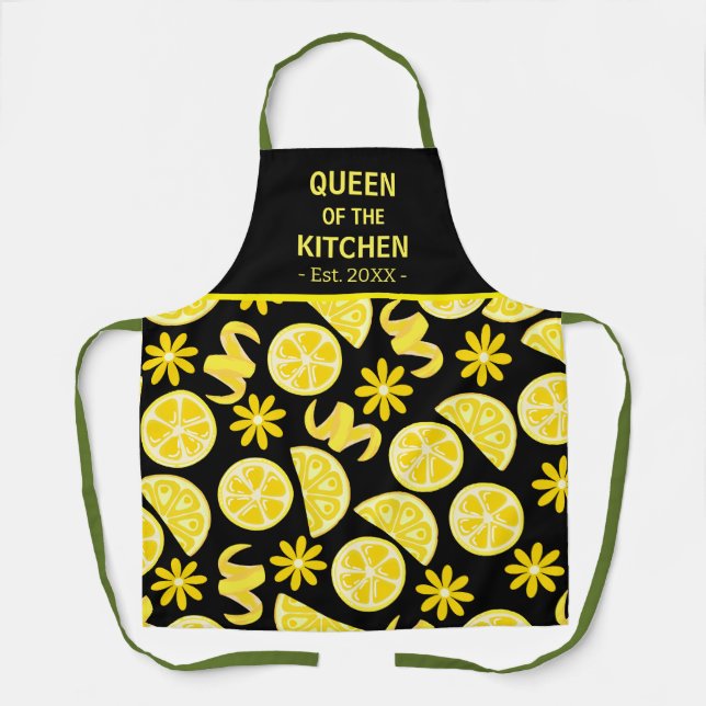 lemons citrus lemonade chef cute yellow black apron (Front)
