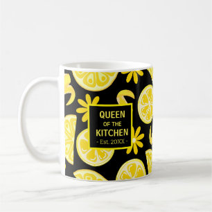 lemons citrus lemonade chef cute yellow black coffee mug