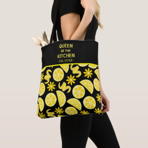 lemons citrus lemonade chef cute yellow black tote bag