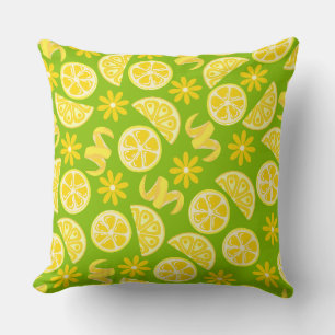 lemons citrus lemonade chef cute yellow green cushion