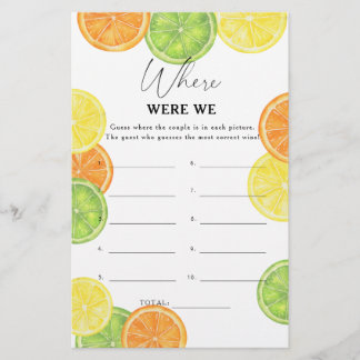 Lemons Citrus - Where were we bridal shower game