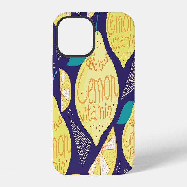 Lemons Cloves: Dark Blue Bright Pattern iPhone Case (Back)