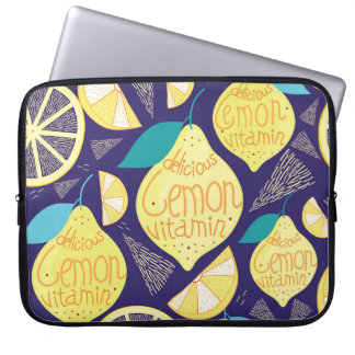 Lemons Cloves: Dark Blue Bright Pattern Laptop Sleeve