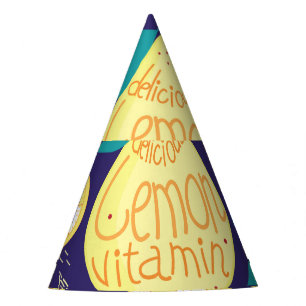 Lemons Cloves: Dark Blue Bright Pattern Party Hat