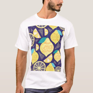 Lemons Cloves: Dark Blue Bright Pattern T-Shirt