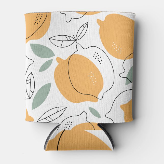 Lemons, colourful, hand-drawn, seamless pattern. can cooler (Front)