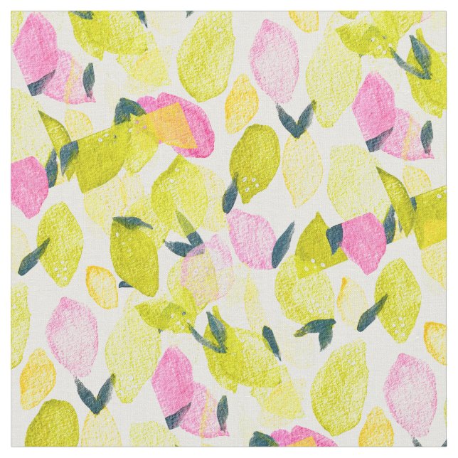 Lemons cute watercolor fabric (Close Up)