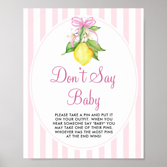 Lemons Don’t Say Baby Sign Game (Front)