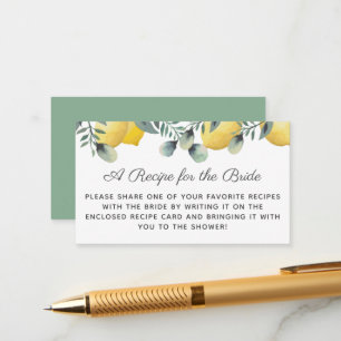 Lemons & Eucalyptus Bridal Shower Recipe Request Enclosure Card