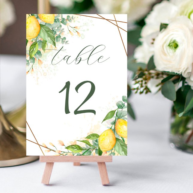 Lemons Eucalyptus Faux Gold Foil Frame Table Number (Creator Uploaded)