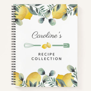 Lemons & Eucalyptus Recipe Cookbook Notebook