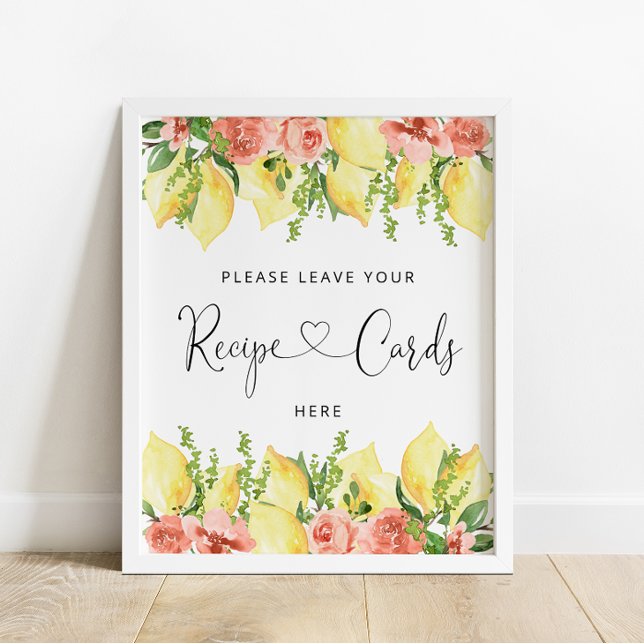 Lemons Floral Bridal Shower sign Recipe Cards Here (Creator Uploaded)