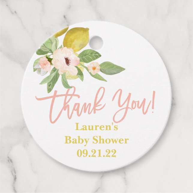 Lemons Floral Favour Tags (Front)