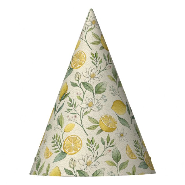 Lemons & Flowers Pattern Party Hat (Front)