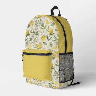 Lemons & Flowers Pattern Printed Backpack