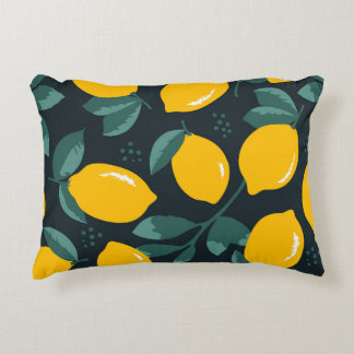 Lemons Flowers, Vintage Summer Texture. Decorative Cushion
