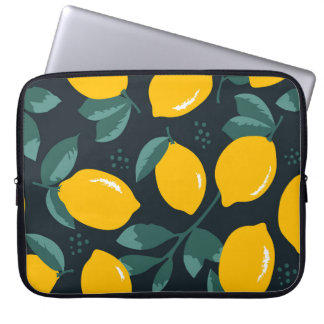Lemons Flowers, Vintage Summer Texture. Laptop Sleeve