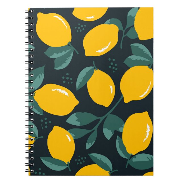 Lemons Flowers, Vintage Summer Texture. Notebook (Front)