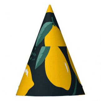 Lemons Flowers, Vintage Summer Texture. Party Hat