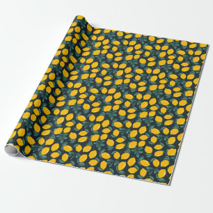 Lemons Flowers, Vintage Summer Texture. Wrapping Paper