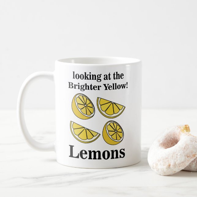 Lemons Fruit Looking At The Brighter Yellow Lemons Coffee Mug (With Donut)