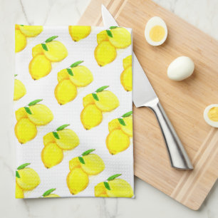 lemons fruit watercolor Kitchen Citrus tropical Tea Towel