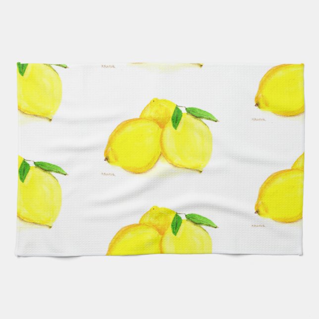 lemons fruit watercolor Kitchen Citrus tropical  Tea Towel (Horizontal)
